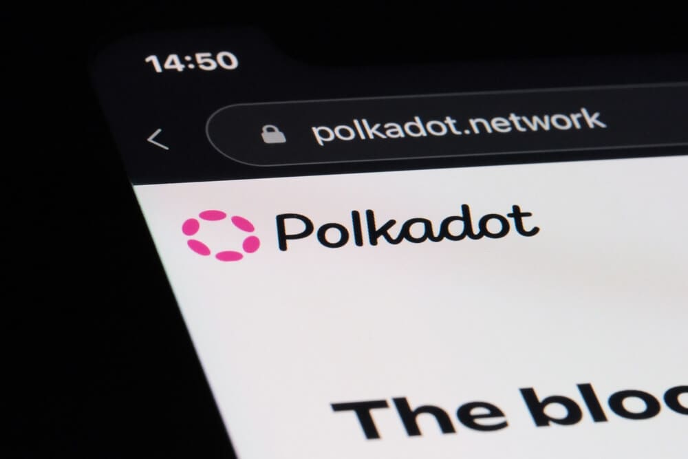 Aparelho celular indicando a tela inicial da rede Polkadot 